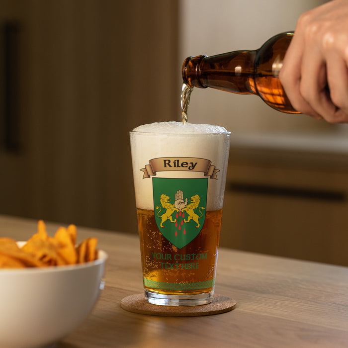 Personalized Irish Family Coat of Arms Pint Glass