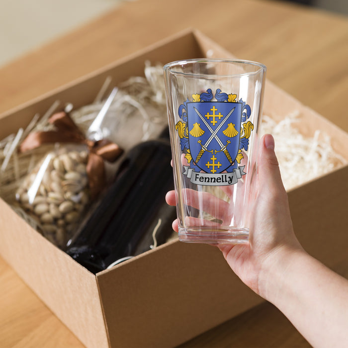 Fennelly Irish Family Crest Coat Of Arms 16oz Pint Glass - 7.62 Design