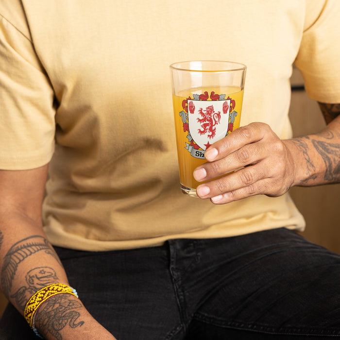 Shields Irish Family Crest Coat Of Arms 16oz Pint Glass - 7.62 Design