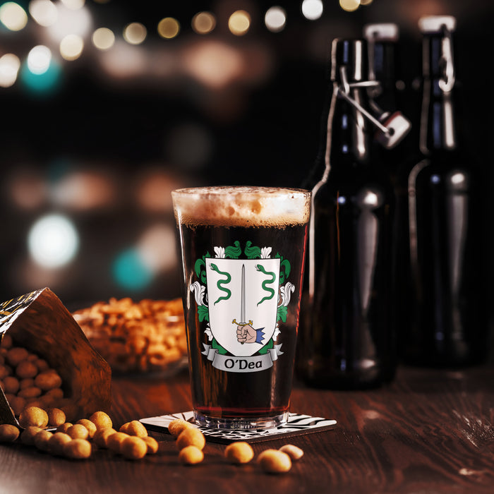 O'Dea Irish Family Crest Coat Of Arms 16oz Pint Glass - 7.62 Design