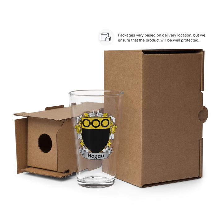 Hogan Irish Family Crest Coat Of Arms 16oz Pint Glass - 7.62 Design