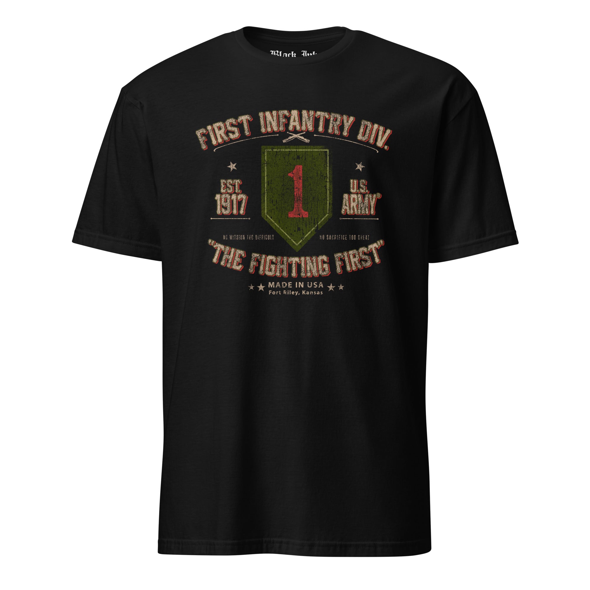 U.S. Army 1st Infantry Retro Black Ink T-Shirt — 7.62 Design