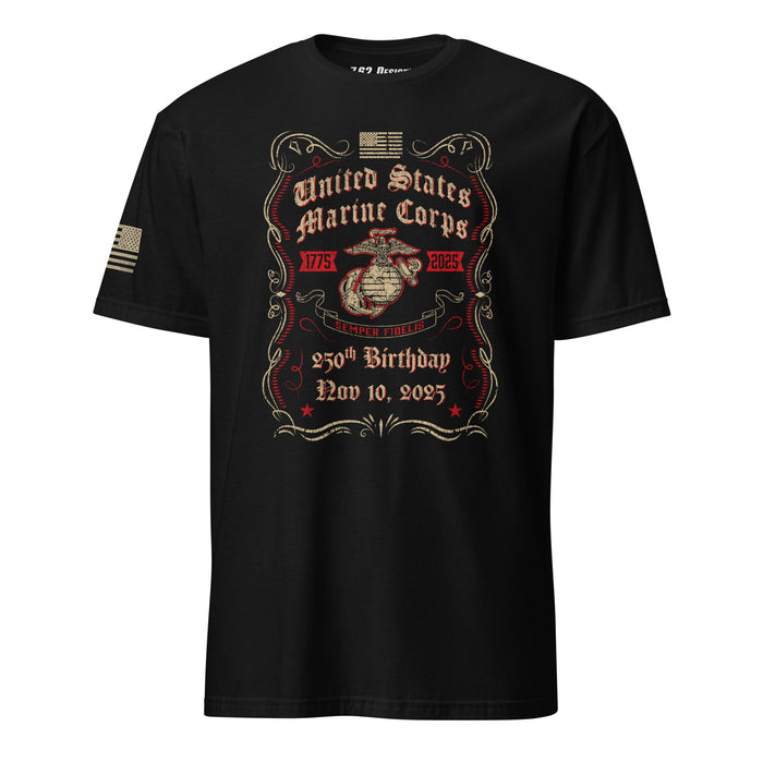 USMC 250th Birthday Whiskey Label T-Shirt