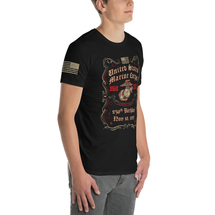 USMC 250th Birthday Whiskey Label T-Shirt