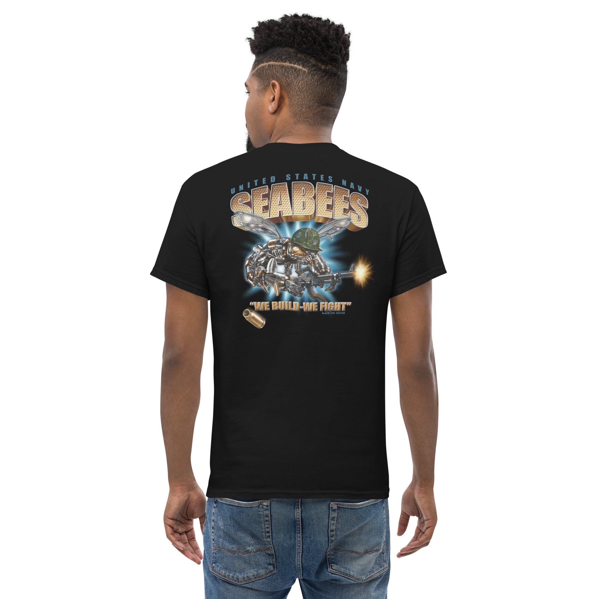つ*】様 U.S. NAVY seabees オーバーオール シービーズ U.S. Navy Seabees Super Bee Black Ink Tee — 7.62 Design