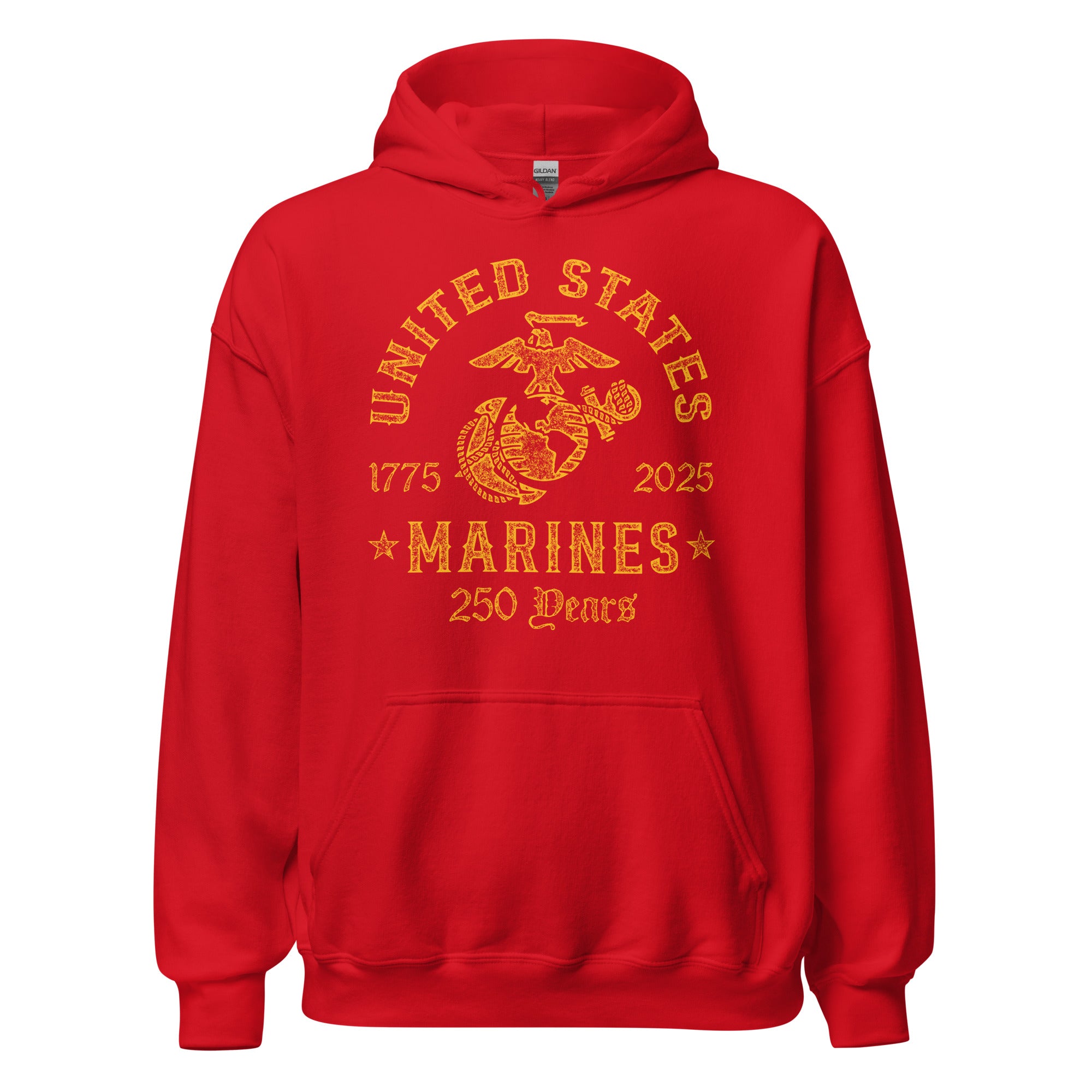 USMC 250th Birthday 2025 Unisex Hoodie - Red — 7.62 Design
