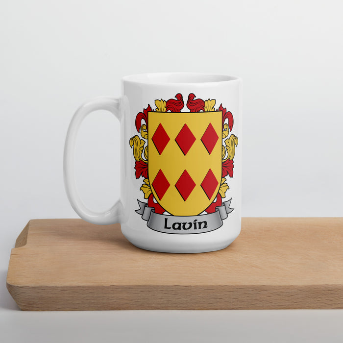 Lavin Irish Family Crest Coat Of Arms 15oz Mug