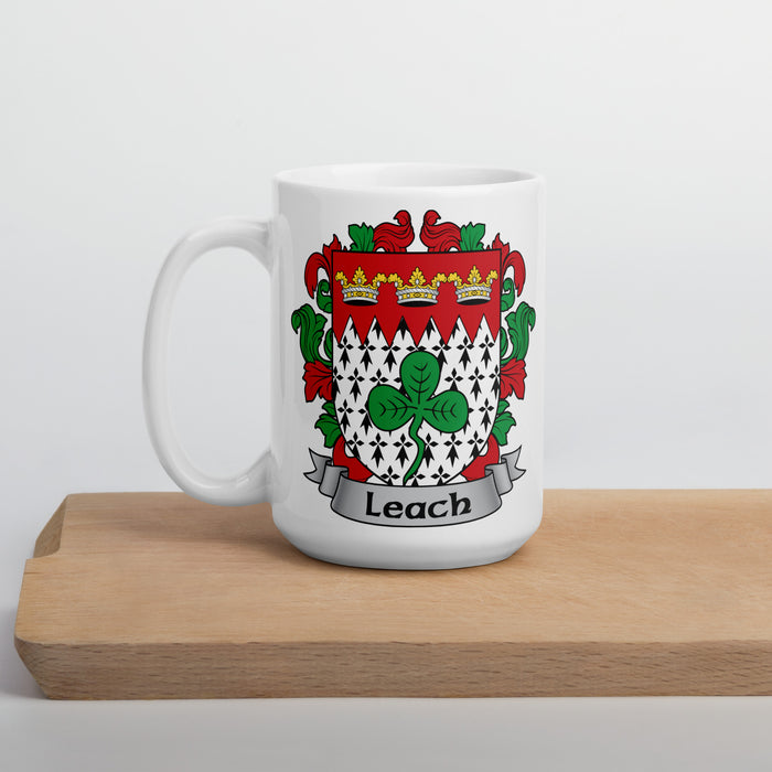 Leach Irish Family Crest Coat Of Arms 15oz Mug