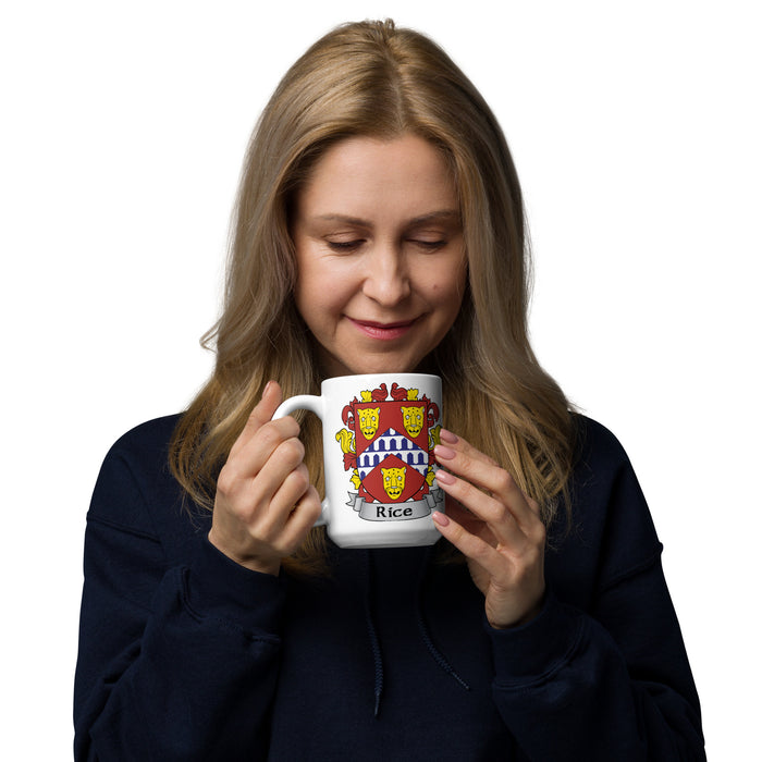 Rice Irish Family Crest Coat Of Arms 15oz Mug