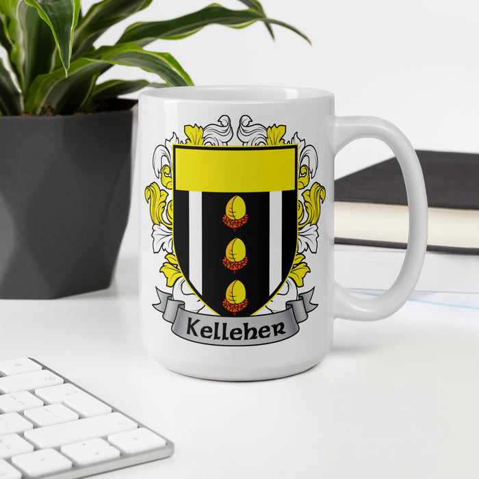 Kelleher Irish Family Crest Coat Of Arms 15oz Mug