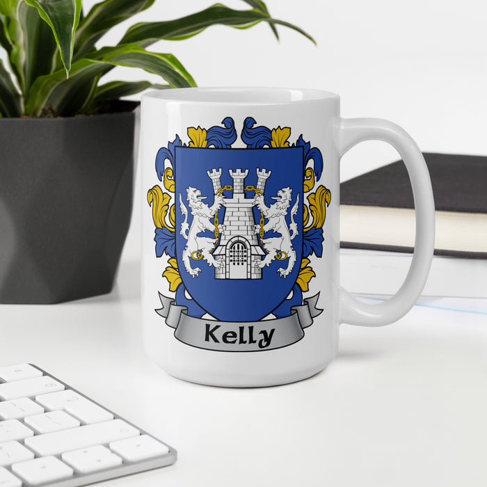 Kelly Irish Family Crest Coat Of Arms 15oz Mug