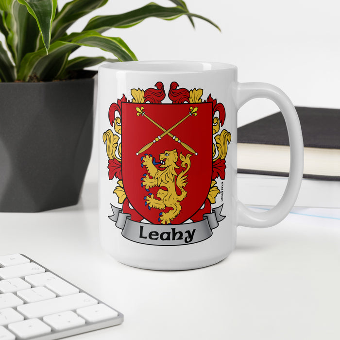 Leahy Irish Family Crest Coat Of Arms 15oz Mug