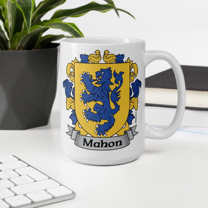 Mahon Irish Family Crest Coat Of Arms 15oz Mug