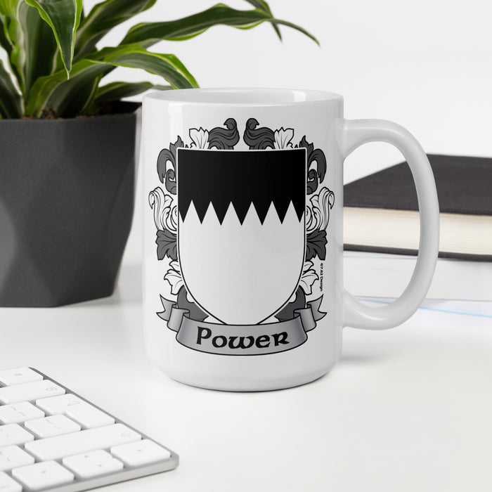 Power Irish Family Crest Coat Of Arms 15oz Mug