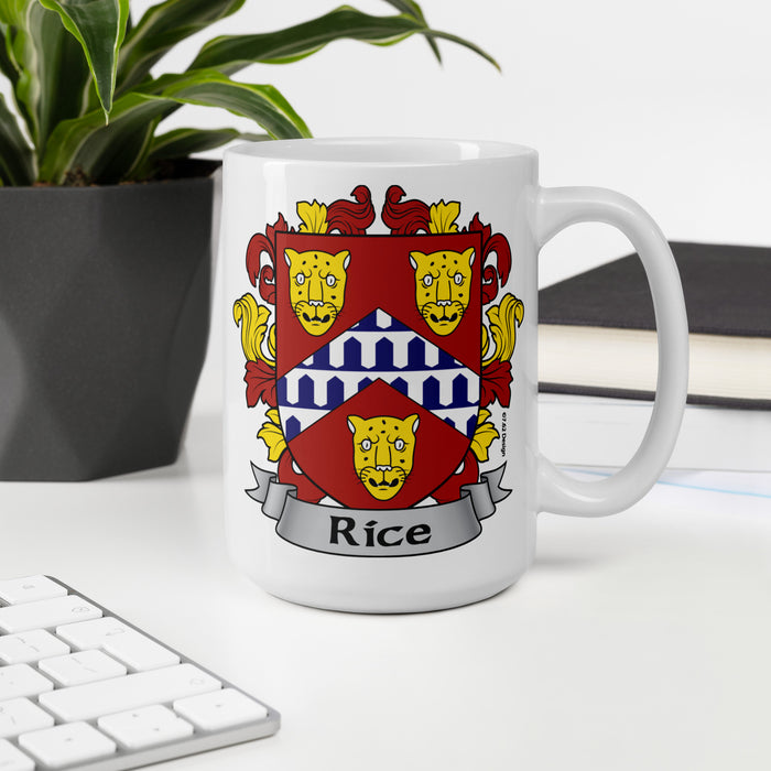 Rice Irish Family Crest Coat Of Arms 15oz Mug