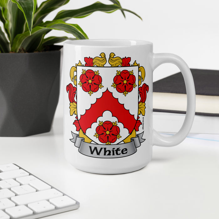 White Irish Family Crest Coat Of Arms 15oz Mug