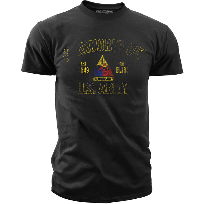 US Army 1st Armored Division Retro - Black Ink Mens T-Shirt
