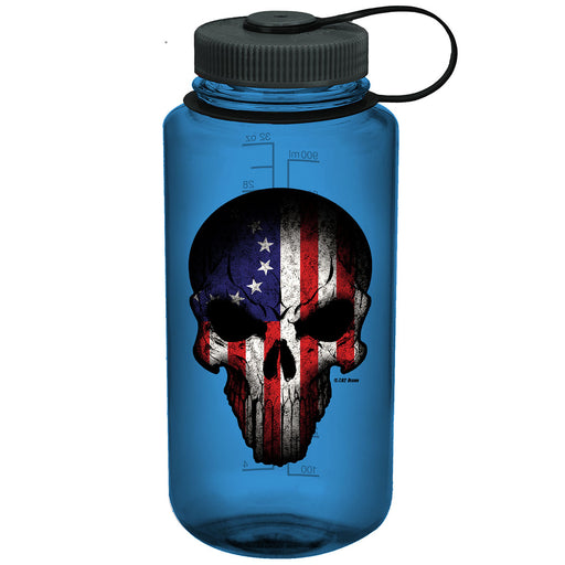 Betsy Ross Flag Skull 7.62 Design 32oz Nalgene 501 Bottle Blue- 7.62 Design