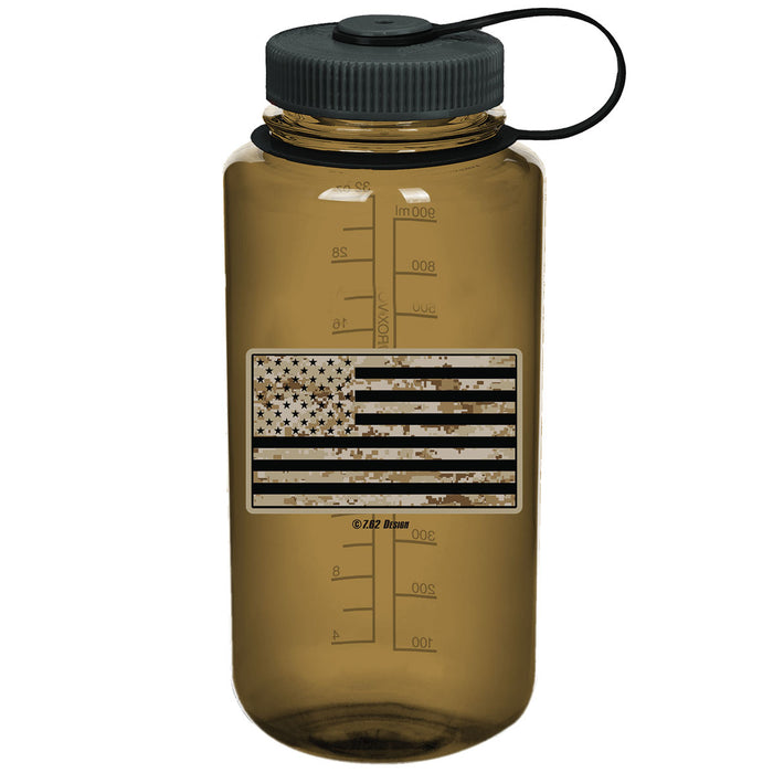 USMC Desert MARPAT Flag 7.62 Design 32oz Nalgene 501 Bottle Woodsman- 7.62 Design