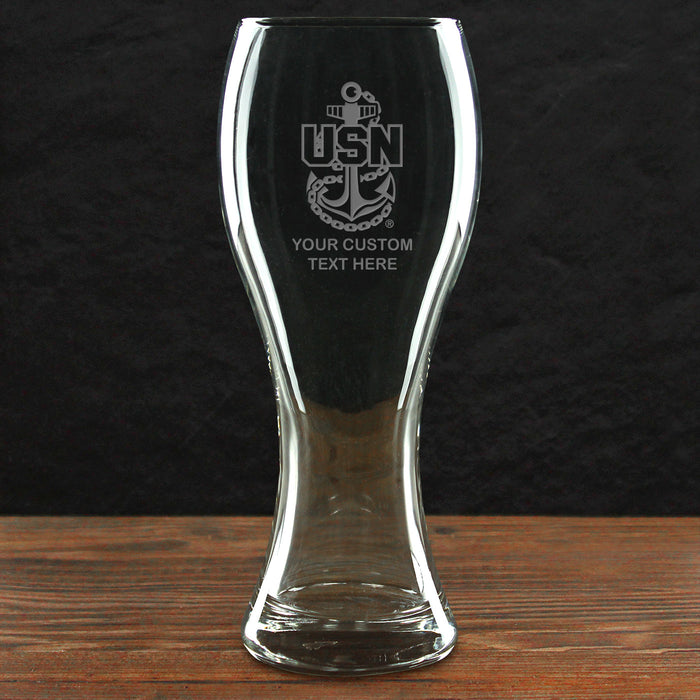 US Navy 'Build Your Glass' Personalized 23 oz Pilsner Beer Glass