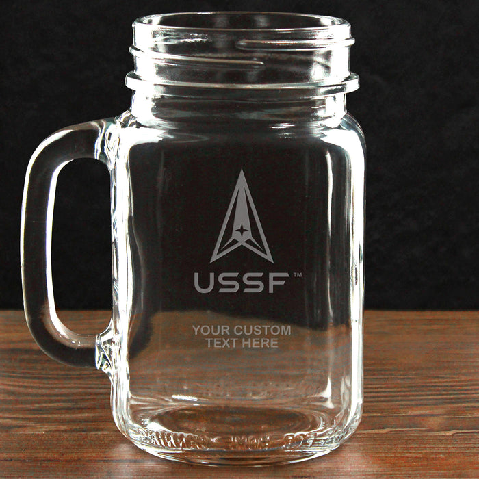 US Space Force 'Pick Your Design' Personalized 16 oz. Drinking Jar