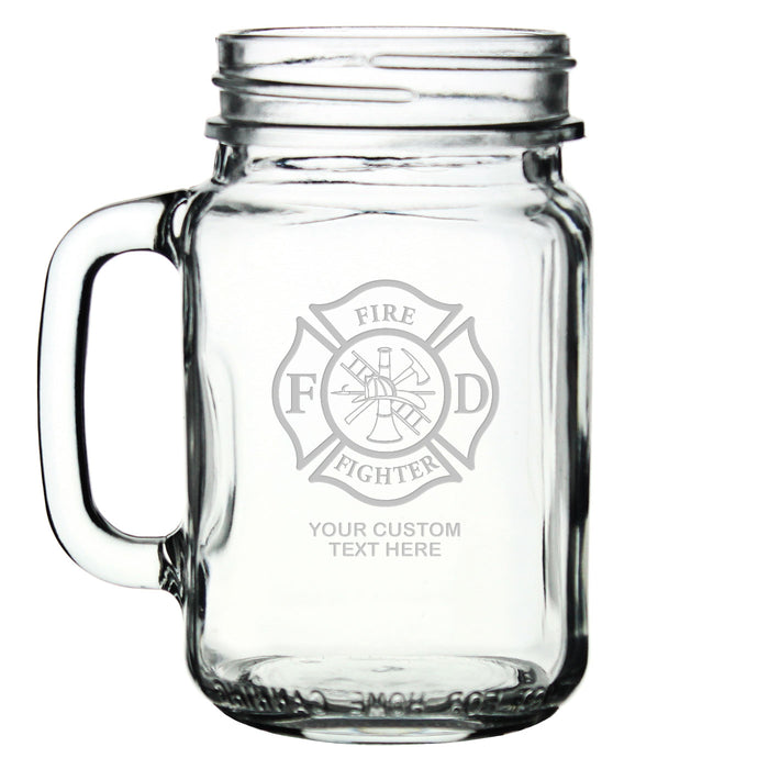 Firefighter Personalized 16 oz. Drinking Jar