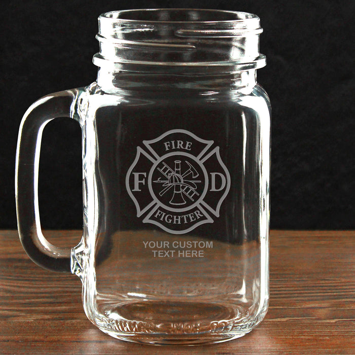 Firefighter & First Responders Personalized 16 oz. Drinking Jar