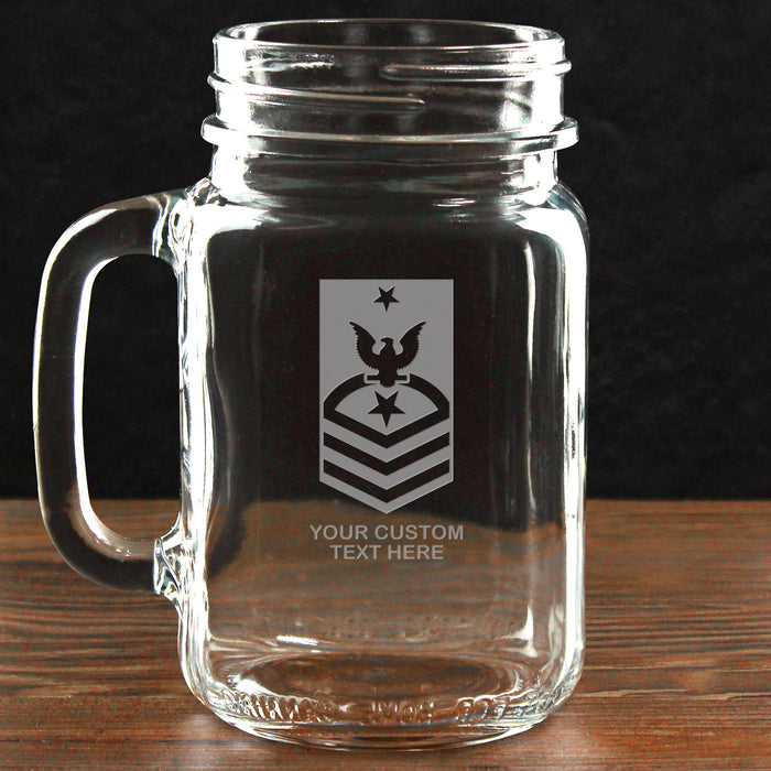 US Navy 'Build Your Glass' Personalized 16 oz Drinking Jar