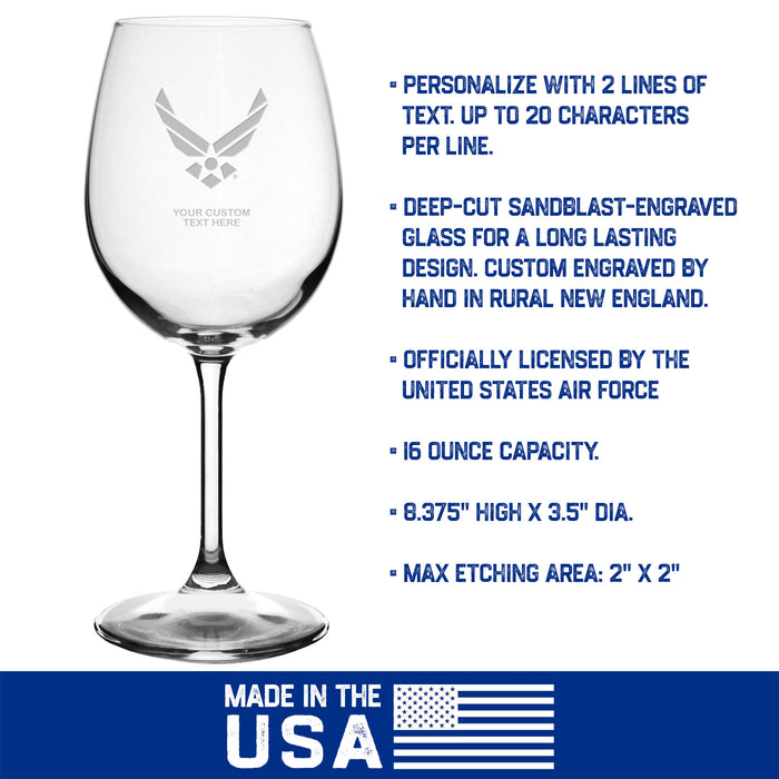 US Air Force 'Pick Your Design' Personalized 16 oz. Wine Glass