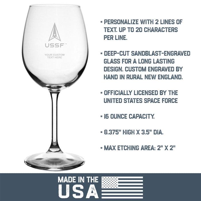 US Space Force 'Pick Your Design' Personalized 16 oz. Wine Glass