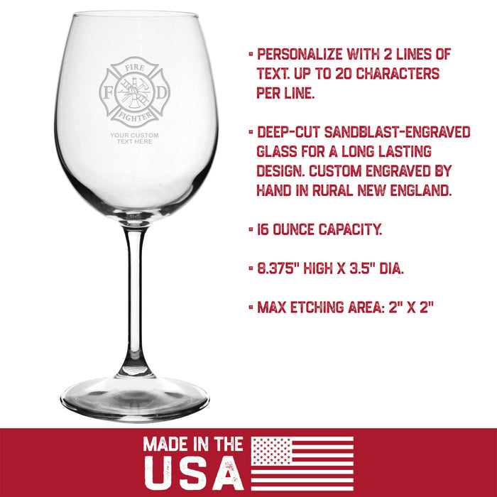 Firefighter Personalized 16 oz. Wine Glass