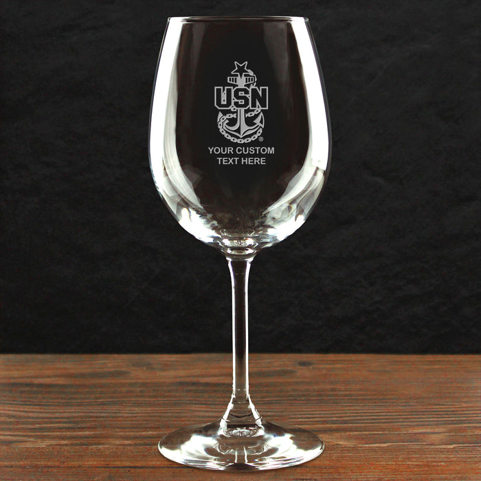 US Navy 'Build Your Glass' Personalized 16 oz Wine Glass