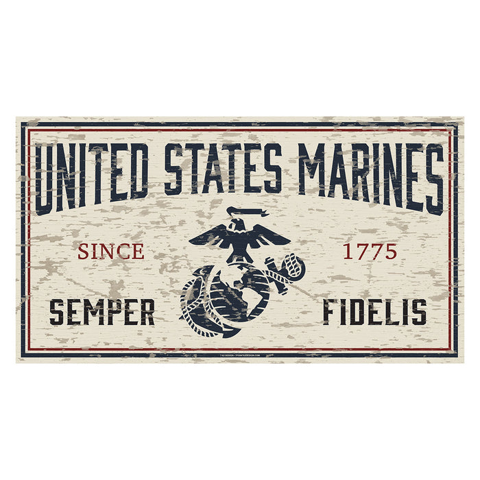 USMC Chipped 11 x 20 inch Sign