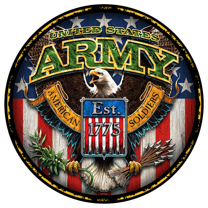 Army Fighting Eagle 20 inch Round Sign