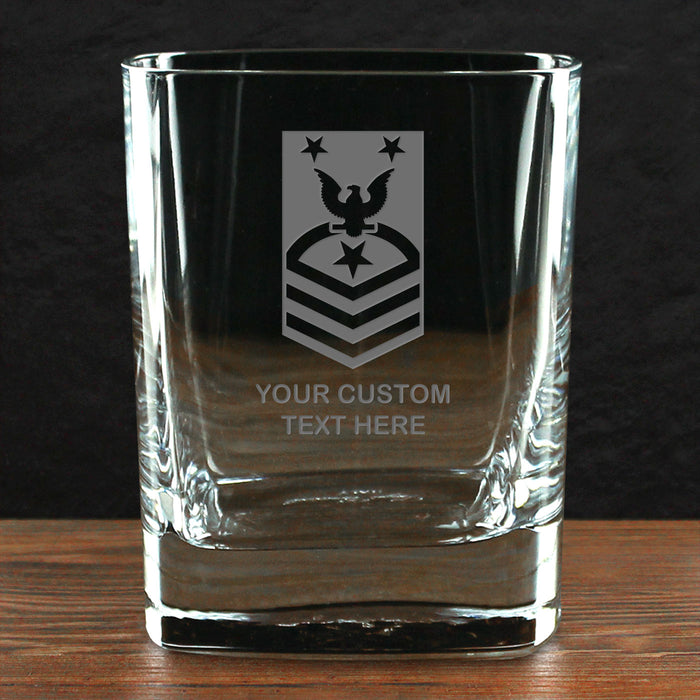US Navy 'Build Your Glass' Personalized 11.75 oz. Square Double Old Fashioned Glass