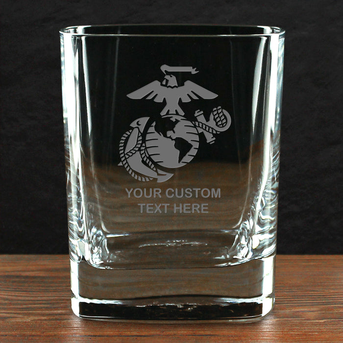 US Marine Corps 'Build Your Glass' Personalized 11.5 oz. Square Double Old Fashioned Glass