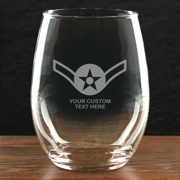 US Air Force 'Pick Your Design' Personalized 21 oz. Stemless Wine Glass
