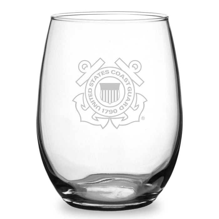 US Coast Guard Logo Personalized 21 oz. Stemless Wine Glass
