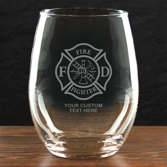 Firefighter Personalized 21 oz. Stemless Wine Glass