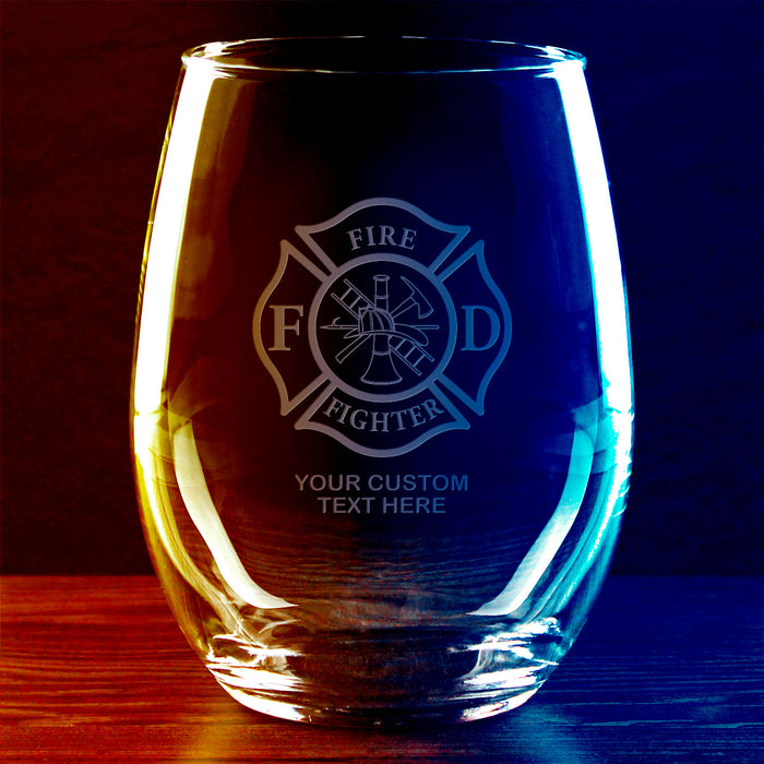 Firefighter Personalized 21 oz. Stemless Wine Glass