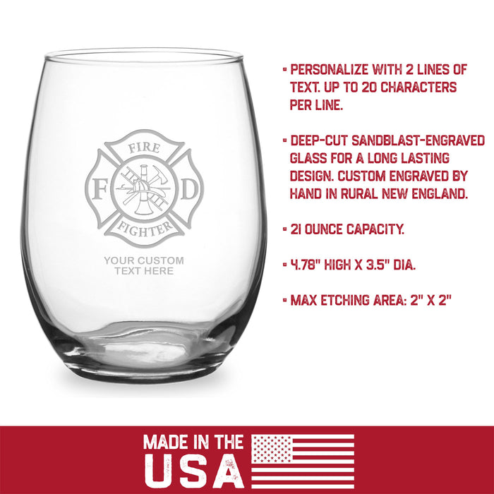 Firefighter & First Responders Personalized 21 oz. Stemless Wine Glass