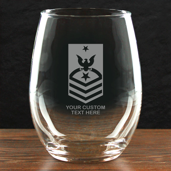 US Navy 'Build Your Glass' Personalized 21 oz Stemless Wine Glass