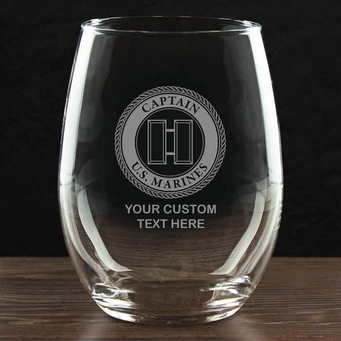 USMC 'Build Your Glass' Personalized 21 oz. Stemless Wine Glass