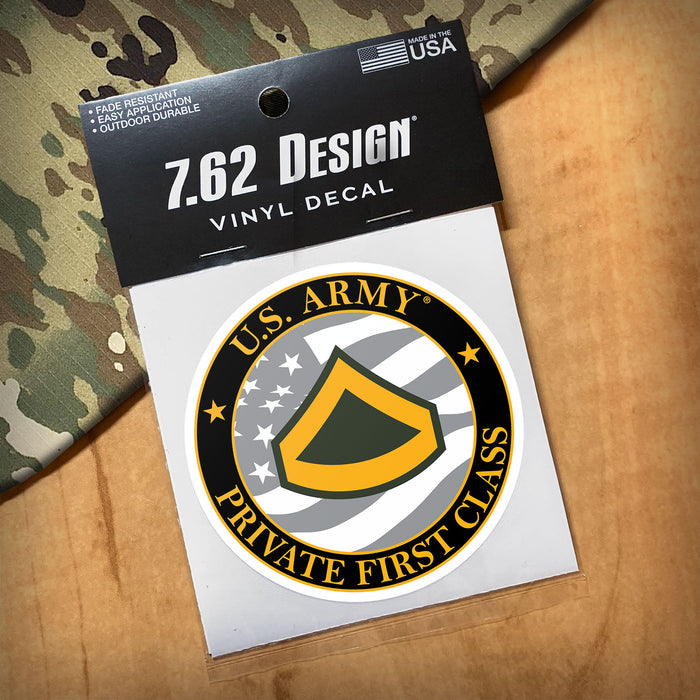 US Army E-3 Private First Class 3.5" Decal by 7.62 Design