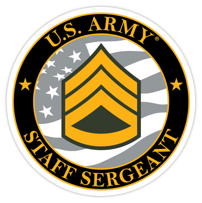 US Army E-6 Staff Sergeant 3.5" Decal by 7.62 Design