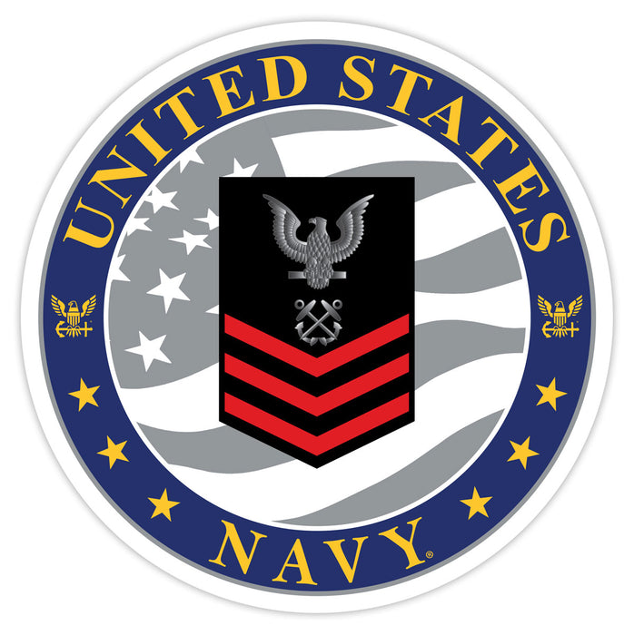US Navy E-6 Petty Officer First Class (RD) 3.5" Decal by 7.62 Design