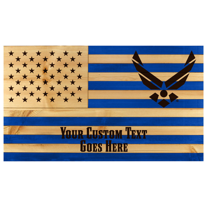 Custom US Air Force Etched Wood Flag
