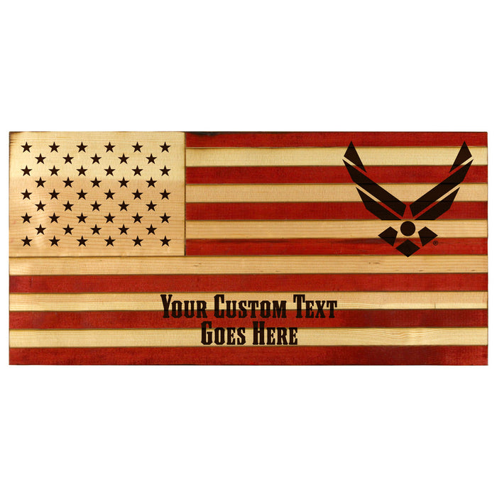 Custom US Air Force Etched Wood Flag