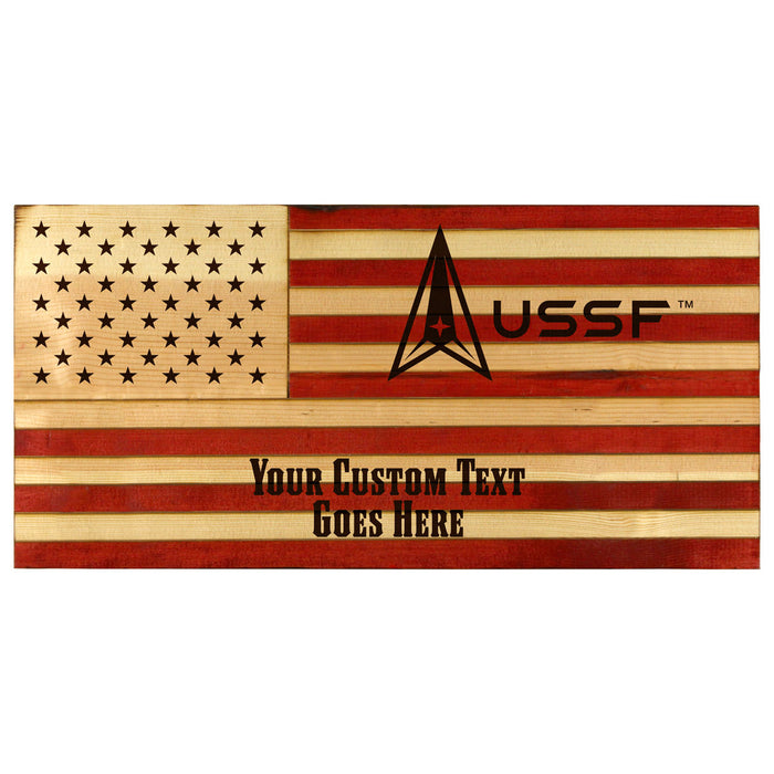 Custom US Space Force Etched Wood Flag