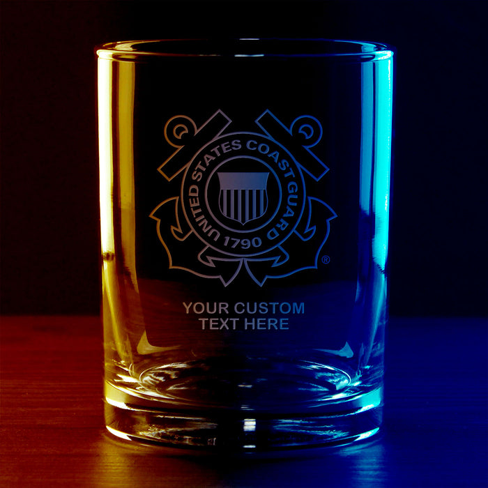 US Coast Guard Logo Personalized 14 oz. Double Old Fashioned Glass